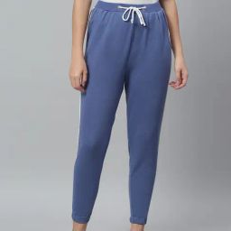 KASSUALLY Blue Cotton Relaxed Fit Mid Rise Joggers-picture-43