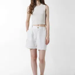 Only Off White Regular Fit High rise Shorts image 4