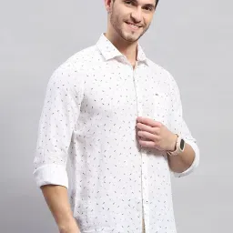 Monte Carlo Brown Linen Regular Fit Printed Shirt image 4