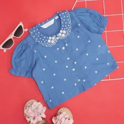 Akkriti by Pantaloons Kids Azure Blue Printed Tops & Tees-picture-37