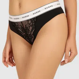 Guess Black Embroidered Thong Brief-image-80