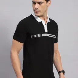 Rock.it Black Cotton Regular Fit Printed Polo T-Shirt image 4
