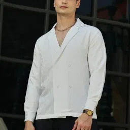 Campus Sutra White Poly Lycra Regular Fit Solid Shirt image 4