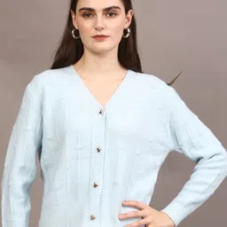 Thansmay Kleider Women Argyle Woollen Cardigan image 3