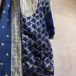 Glitzy Galz Floral Woven Design Organza Unstitched Dress Material-image-3