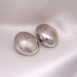 Perfectly Average Large Oval Studs Silver-image-31