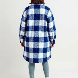 bebe Women Spread Collar Checked Tailored Jacket image 4