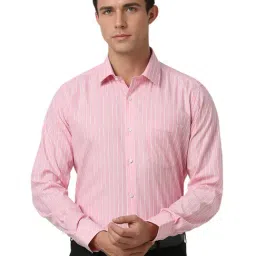 Van Heusen Pink Cotton Regular Fit Stripes Shirt-picture-45