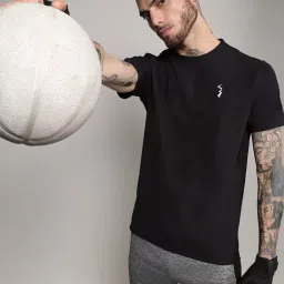 Campus Sutra Black Regular Fit Sports T-Shirt image 4