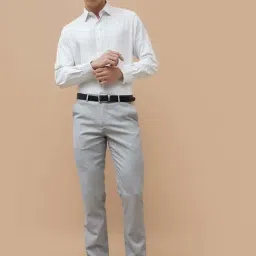 Code By Lifestyle White Slim Fit Checked Shirt image 4