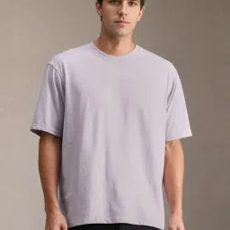 Louis Philippe Purple Cotton Relaxed Fit T-Shirt-image-44