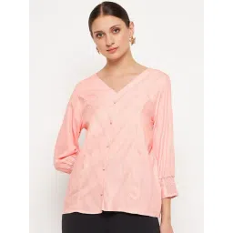 MADAME Peach Self Design Regular Fit Top-picture-196