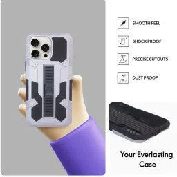 Sprig Armor with Stand Back Cover for APPLE iPhone 15 Pro (Silver) image 4