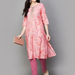 Melange by Lifestyle Peach Embellished Kurta image 4
