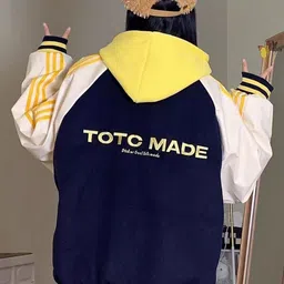 JC Mode Women Typography Colourblocked Varsity Jacket with Embroidered image 2