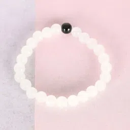 NVR White Marbel Crystal Elasticated Bracelet for Unisex image 4