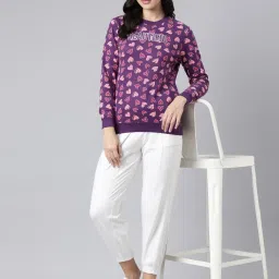 Dixcy Scott Slimz Purple & Pink Cotton Graphic Print Sweatshirt image 4