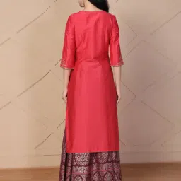 Aurelia Red Viscose Embroidered Kurti image 2