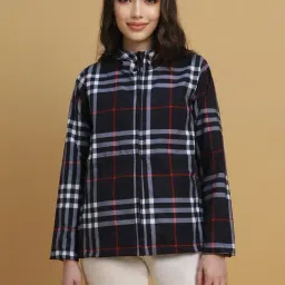 Forever 21 Navy Chequered Jacket-image-13