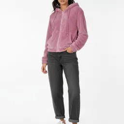 glitchez Hooded Relaxed Fit Fur Bomber Jacket image 5