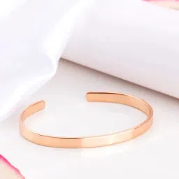 Radiant Simplicity 925 Sterling Silver Rose Gold-Plated Plain Bangle Bracelet-image-41