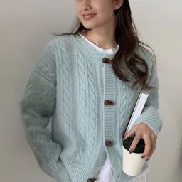 StyleCast Women Winterwear Round Neck Long Sleeves Cable Knit Cardigan-picture-24