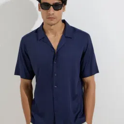 WES Casuals by Westside Navy Solid Relaxed-Fit Shirt-image-35