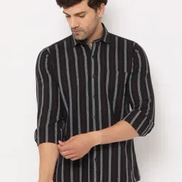 Duke Black Slim fit Stripes Shirt-image-19