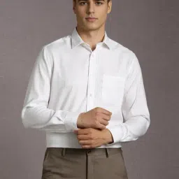 Louis Philippe White Cotton Regular Fit Checks Shirt-picture-30