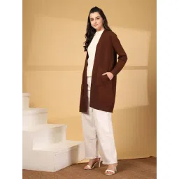 Mafadeny Brown Regular Fit Self Design Shrug image 4