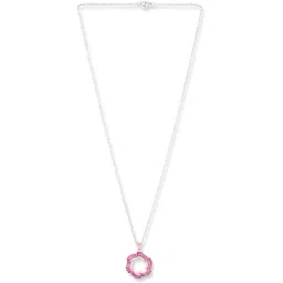 The Real Effect London Sonah Silver Detailed Design Pink Baguette Pendant image 2