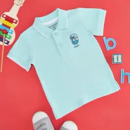 Pantaloons Baby Kids Blue Cotton Printed Polo T-Shirt-image-65