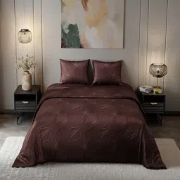 Stoa Paris Noir Collection Brown Polyster Printed 300 TC King Bedsheet & Comforter with 2 Pillow Covers-picture-19