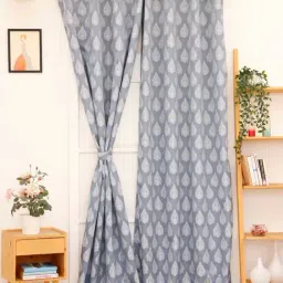Ariana Jade Motif Grey Polyester 7 ft Door Curtain-picture-16