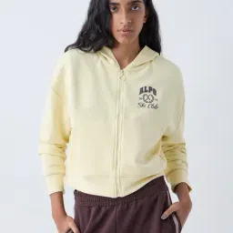 Studiofit by Westside Yellow Text Detailed Hooded Jacket-image-98