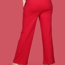 zink london zink Z Red Cotton Regular Fit High Rise Trousers image 2