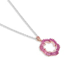 The Real Effect London Sonah Silver Detailed Design Pink Baguette Pendant image 3