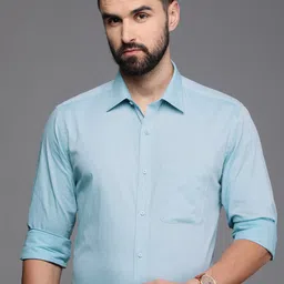 Raymond Pure Cotton Self Design Slim Fit Opaque Formal Shirt-image-94