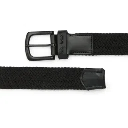 Being Human Black Woven Leather Casual Belt for Men image 4