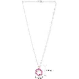 The Real Effect London Sonah Silver Detailed Design Pink Baguette Pendant image 5