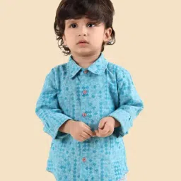 Fabindia Boys Blue Cotton Printed Shirt-image-51