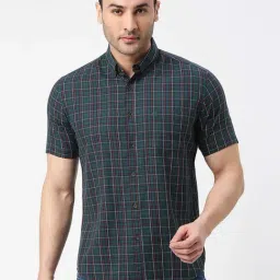 Dragon Hill Green Slim Fit Check Shirt-image-7