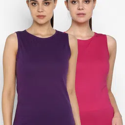 appulse Women Pack Of 2 Purple & Pink Solid Round Neck T-shirt-picture-44