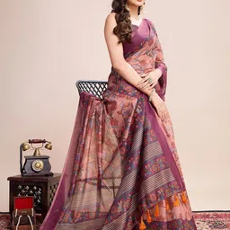 Mitera Floral Printed Banarasi Sarees With Blouse image 2
