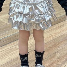 LULU & SKY Metallic Tiered Mini Skirt-picture-14