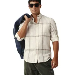 The Bear House Cream Polyester Checked Slim Fit Shirt-picture-34