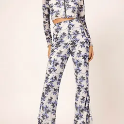 DressBerry Floral Printed Breezy Mesh Fabric Co-Ord Set-image-62