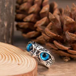 J.S ENTERPRISES Unisex Oxidised Stainless Steel Owl Motif Finger Ring-image-74