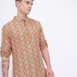 Anouk Rustic Ethnic Motifs Print Band Collar Roll-Up Sleeves Straight Kurta-picture-14