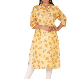 PARTH SY FASHION Women Yellow Georgette Straight Kurtas-picture-36